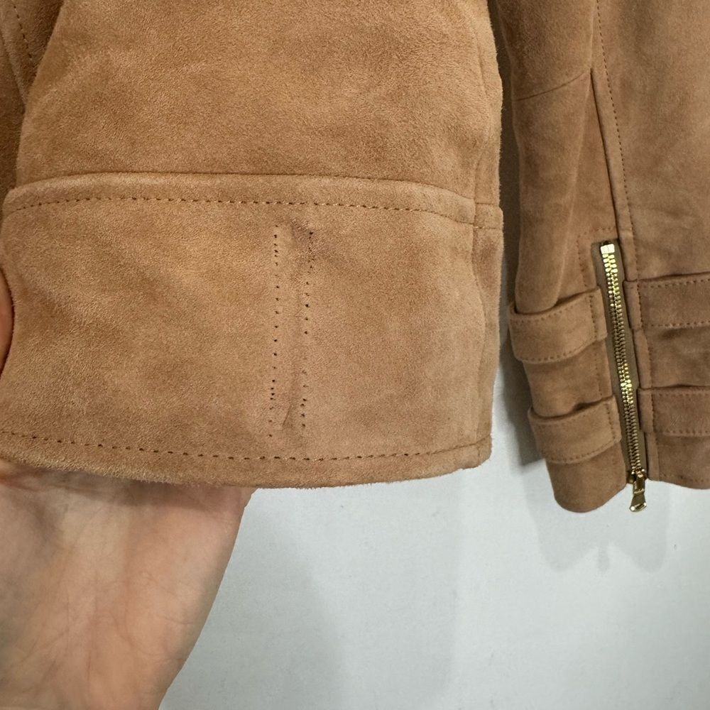 L’AGENCE $1595 Billie Belted Suede Biker Jacket in Capuccino Suede *miss… - Picture 12 of 14